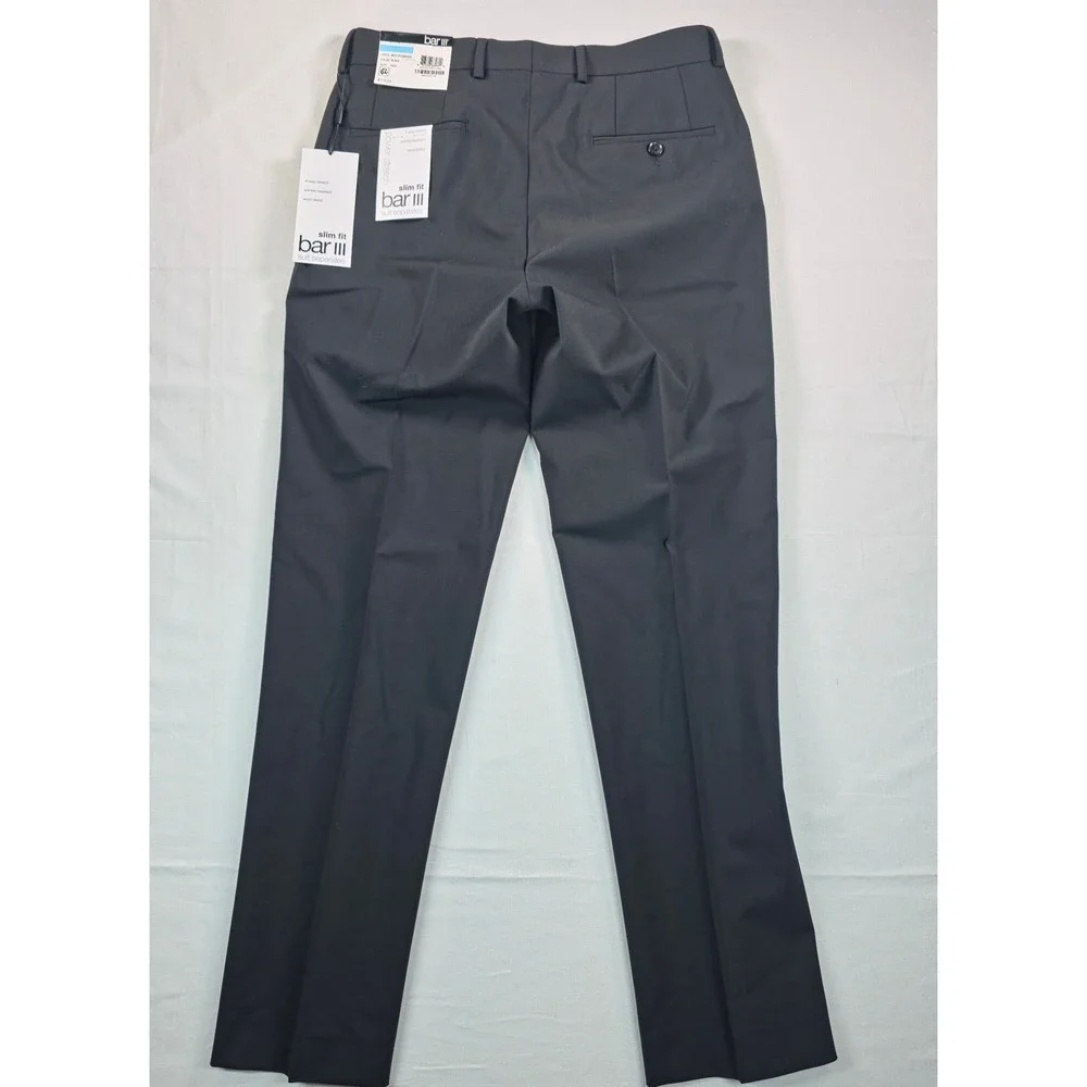 Bar III Dress Pant Men 31x30 Black Slim Fit Wool Blend Quiet Luxury Tailored NWT